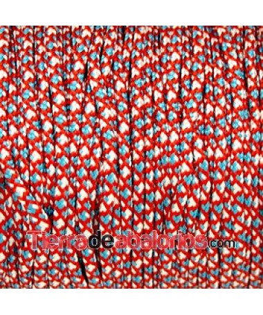 Cordón de Escalada Redondo 2,5mm, Rojo, Turquesa y Blanco