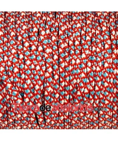 Cordón de Escalada Redondo 2,5mm, Rojo, Turquesa y Blanco