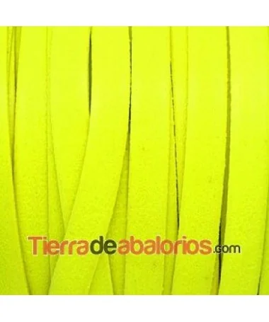 Cuero Plano Vaquetilla 10x2mm, Amarillo Flúor