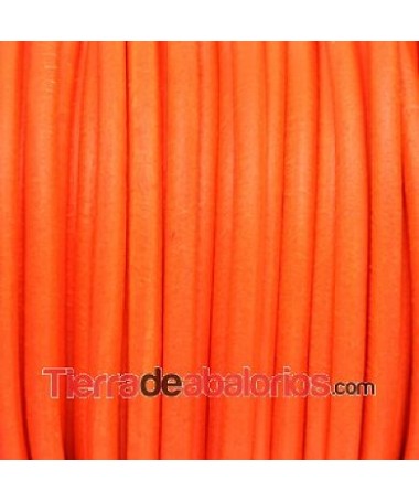 Cordón de Cuero 4,5mm - Naranja Flúor