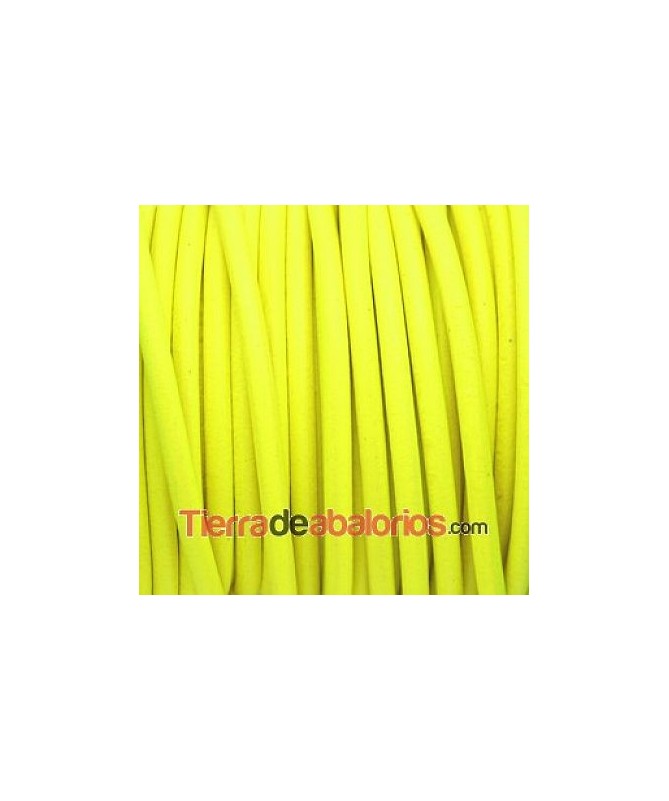 Cordón de Cuero 4,5mm - Amarillo Flúor