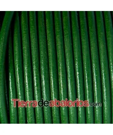Cordón de Cuero 2,5mm Verde Botella Cordón de Cuero 2,5mm Verde Botella