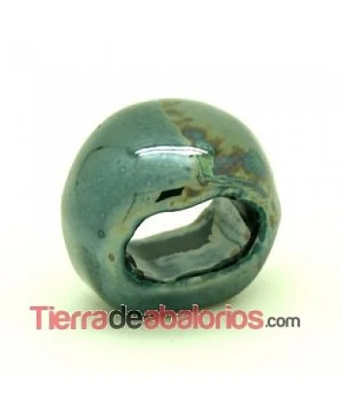 Cerámica Media Bola 18x15mm Agujero 10x6mm Azul Petróleo