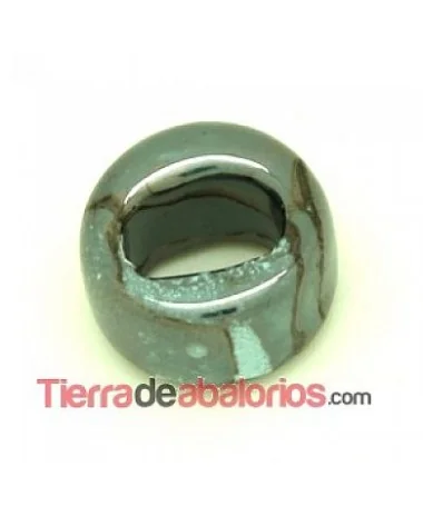 Cerámica Regaliz 18x10mm Agujero 11x8mm Turquesa y Negro Cerámica Regaliz 18x10mm Agujero 11x8mm Turquesa y Negro