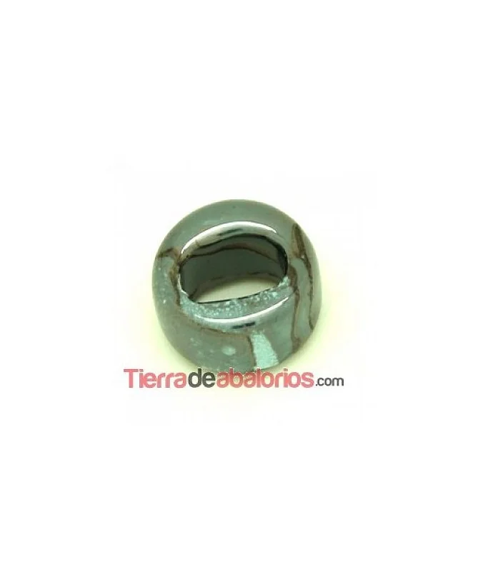 Cerámica Regaliz 18x10mm Agujero 11x8mm Turquesa y Negro