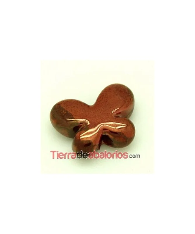 Mariposa de Cerámica 23x7mm Agujero 2.5mm Roja Irisado
