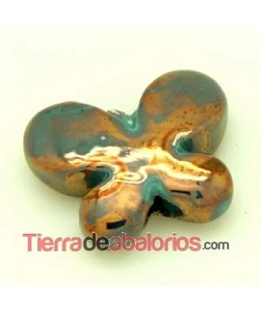 Mariposa de Cerámica 23x7mm Agujero 2.5mm Turquesa Irisado Mariposa de Cerámica 23x7mm Agujero 2.5mm Turquesa Irisado