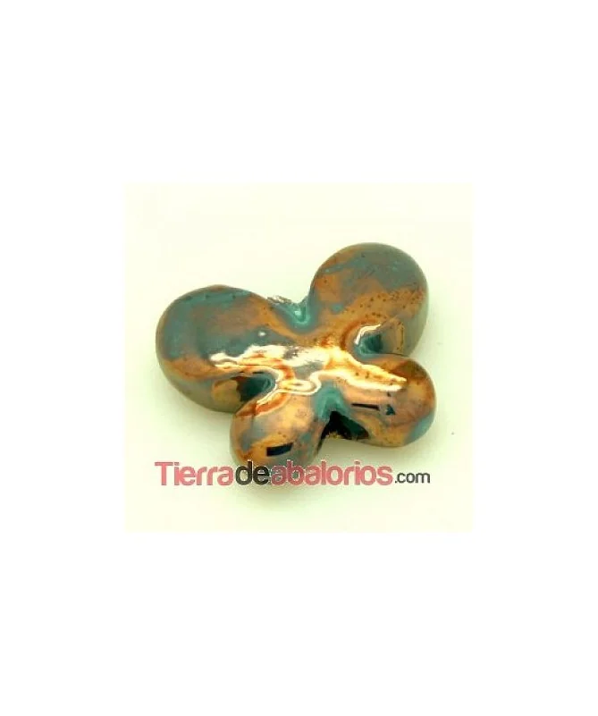 Mariposa de Cerámica 23x7mm Agujero 2.5mm Turquesa Irisado Mariposa de Cerámica 23x7mm Agujero 2.5mm Turquesa Irisado