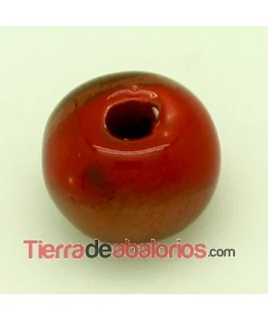 Cerámica Bola 12mm Agujero 3,5mm Rojo con Irisado Dorado Cerámica Bola 12mm Agujero 3,5mm Rojo con Irisado Dorado