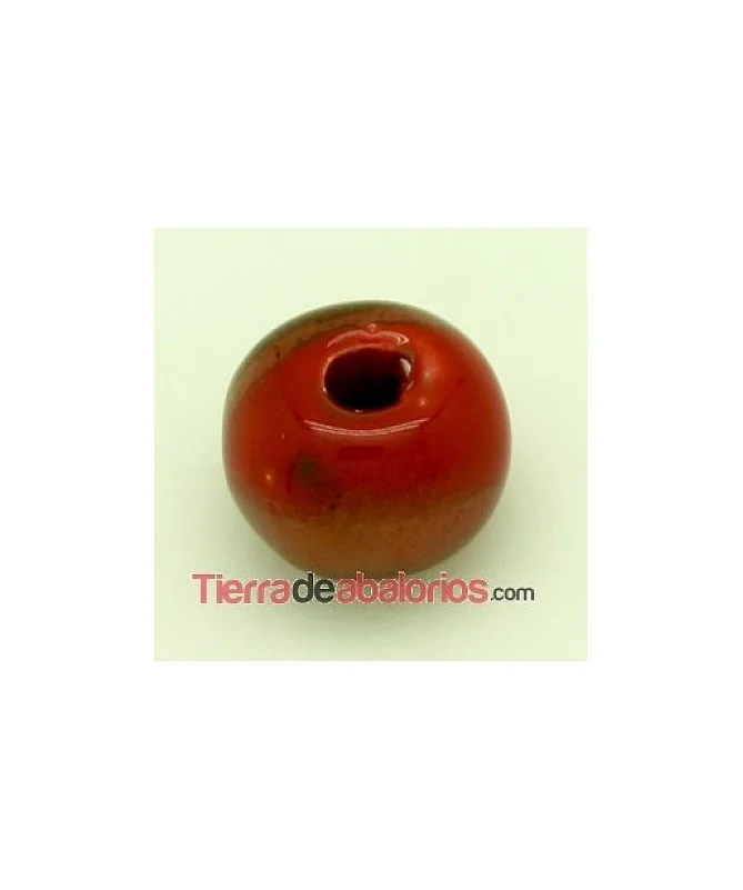 Cerámica Bola 12mm Agujero 3,5mm Rojo con Irisado Dorado