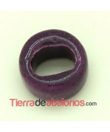 Cerámica Regaliz 18x10mm Agujero 11x8mm Morado Brillante