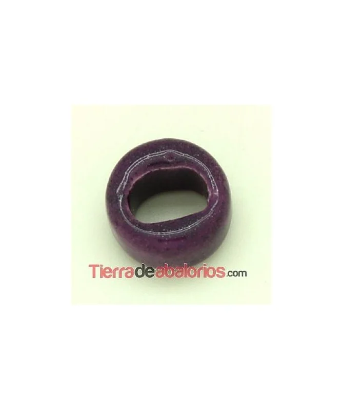 Cerámica Regaliz 18x10mm Agujero 11x8mm Morado Brillante