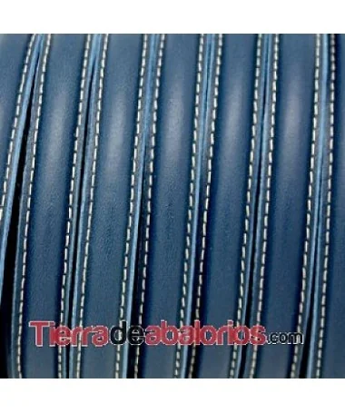 Cuero Media Caña Cosido Pespuntes 10x5mm, Azul