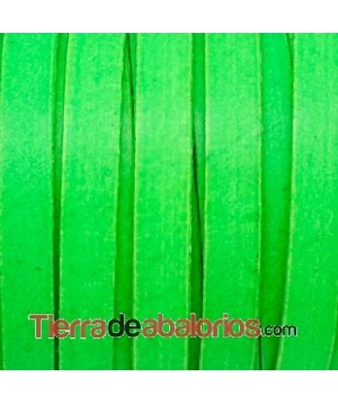 Cuero Plano Vaquetilla 10x2mm, Verde Fluorescente