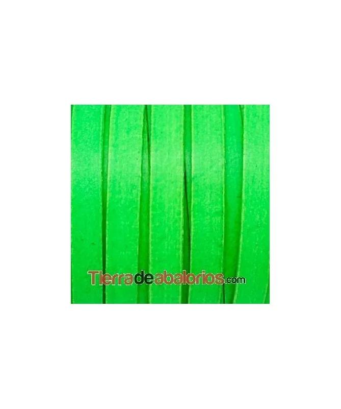 Cuero Plano Vaquetilla 10x2mm, Verde Fluorescente