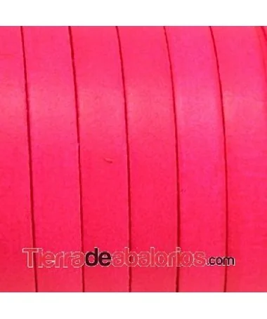 Cuero Plano Vaquetilla 10x2mm, Rosa Fluorescente