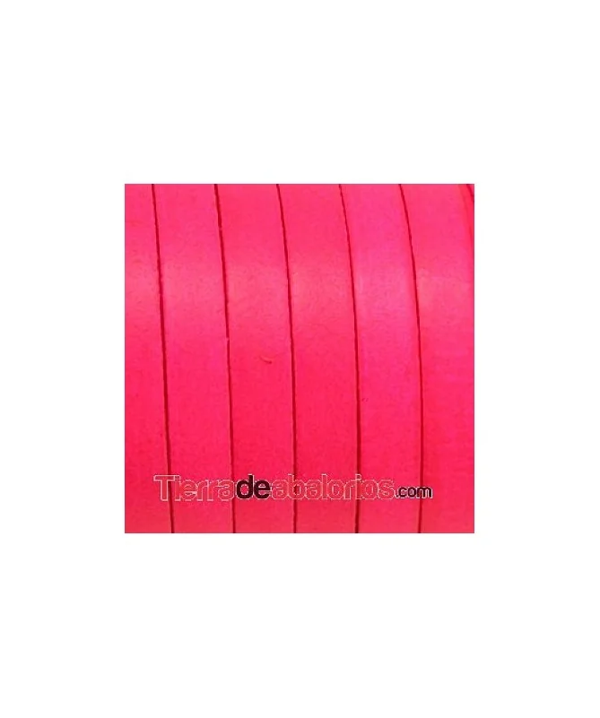 Cuero Plano Vaquetilla 10x2mm, Rosa Fluorescente