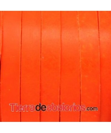 Cuero Plano Vaquetilla 10x2mm, Naranja Fluorescente