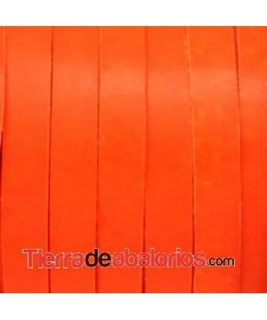 Cuero Plano Vaquetilla 10x2mm, Naranja Fluorescente Cuero Plano Vaquetilla 10x2mm, Naranja Fluorescente