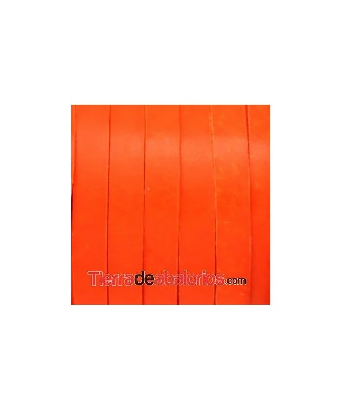 Cuero Plano Vaquetilla 10x2mm, Naranja Fluorescente