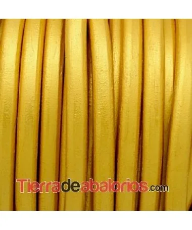 Cuero Regaliz 10x6mm - Oro Metalizado (metro)