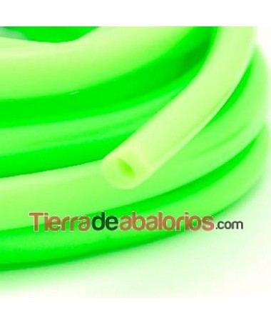 Cordón Regaliz de Caucho 10x6mm Hueco 4mm Verde Fluor(metro)