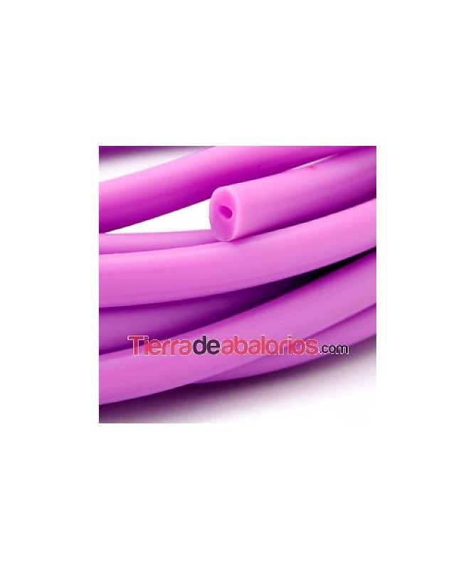 Cordón Regaliz de Caucho 10x6mm Hueco 4mm Purpura Mate(20cm)