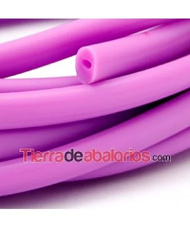 Cordón Regaliz de Caucho 10x6mm Hueco 4mm Purpura Mate(metro