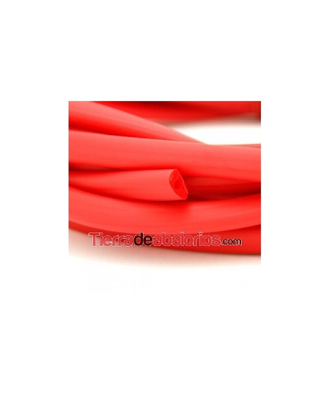 Cordón Regaliz de Caucho 10x6mm Hueco 4mm Rojo(20cm)
