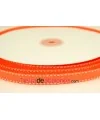 Lazo Gros Grain 10mm, Naranja Flúor Pespunte Blanco