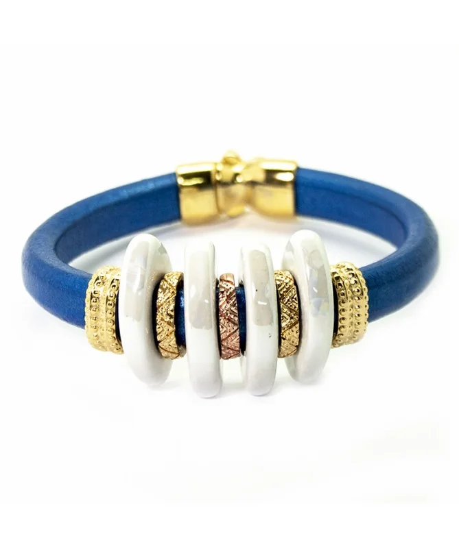 Cuero Regaliz 10x6mm - Azul Metalizado (20 cm)