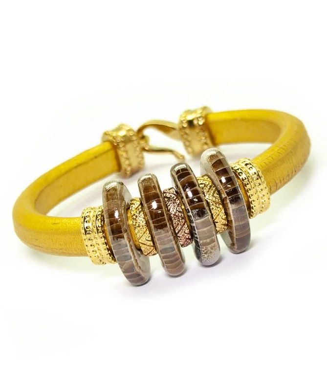 Cuero Regaliz 10x6mm - Oro Metalizado (metro)