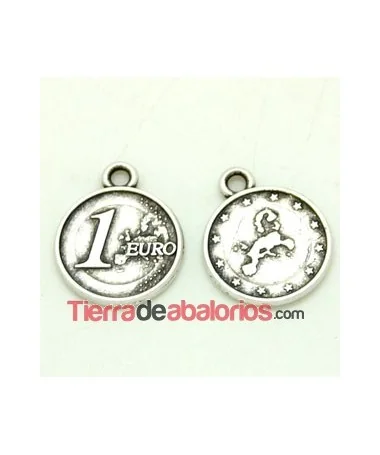 Colgante Moneda Euro 15mm, Plateado Colgante Moneda Euro 15mm, Plateado