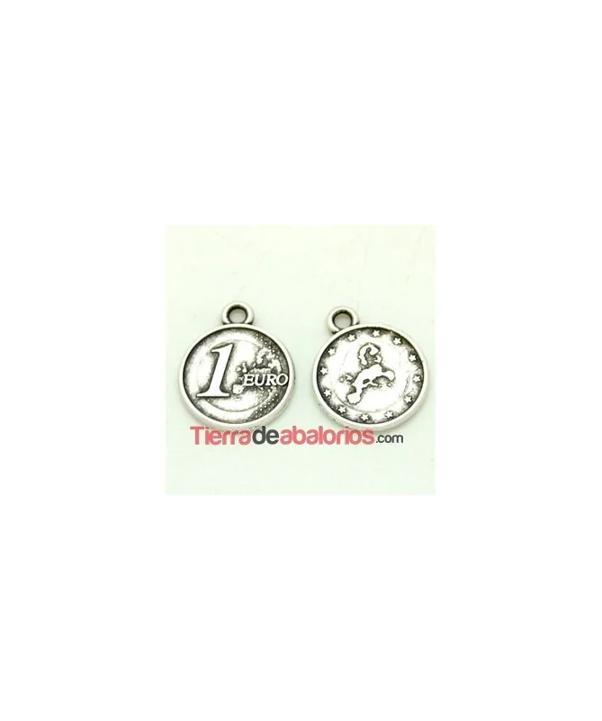 Colgante Moneda Euro 15mm, Plateado