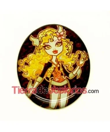 Cabujón Oval Base Plana 40x30mm Laguna Azul Monster