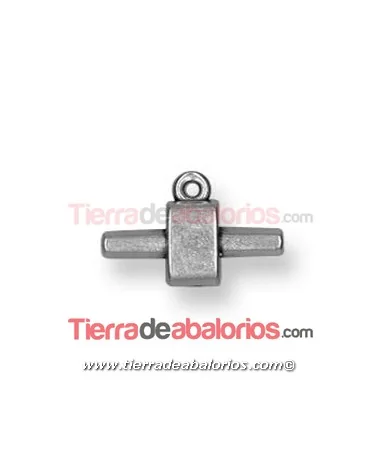 Cierre para Caucho 22x14mm con Anilla para Caucho Regaliz, Plateado Cierre para Caucho 22x14mm con Anilla, Plateado
