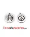 Medalla 15mm Peace, Plateada
