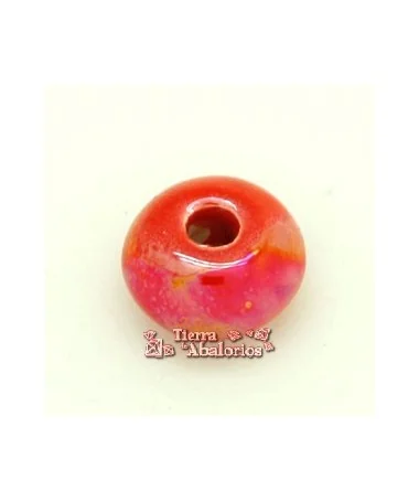 Cerámica Rondel 14x8mm Agujero 3,5mm Light Red Irisado Cerámica Rondel 14x8mm Agujero 3,5mm Light Red Irisado