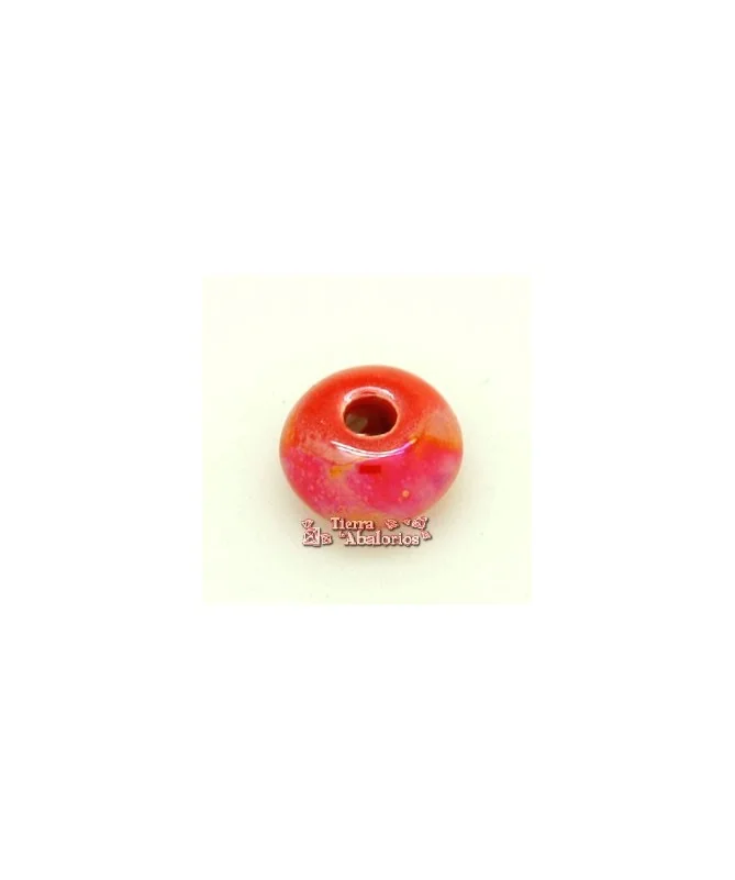 Cerámica Rondel 14x8mm Agujero 3,5mm Light Red Irisado