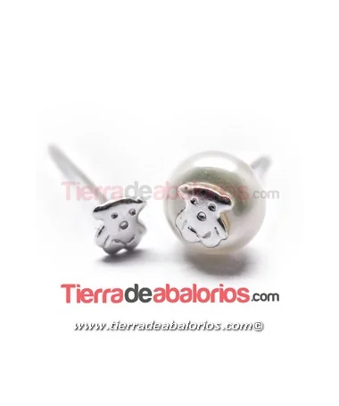 Pendiente Oso 5mm Para Perla, Plata de Ley