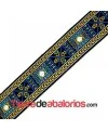 Tapa Costuras Etnico 25mm Negro, Azul y Dorado.