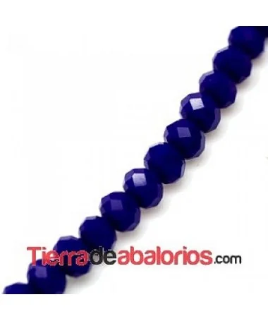 Bola Rondel 6x5mm Agujero 1mm Azul Añil Opaco