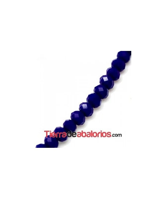 Bola Rondel 6x5mm Agujero 1mm Azul Añil Opaco
