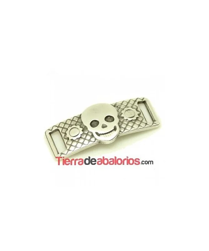 Entrepieza Calavera 41x17mm Agujero 10x3mm, Plateado