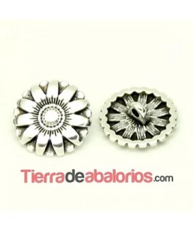 Botón Flor 17mm, Plateado