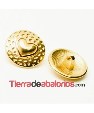 Botón Corazón 17mm, Dorado