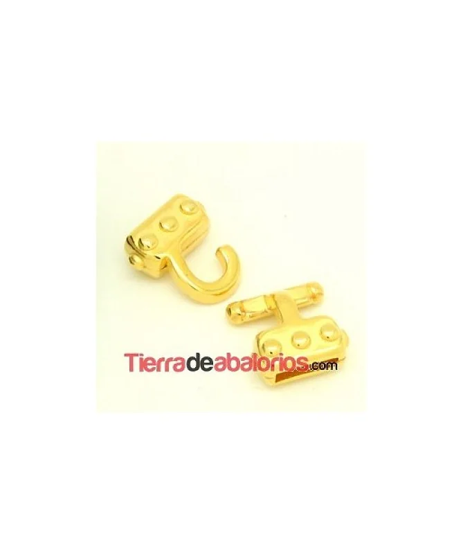 Cierre Garfio con Tachuelas 18x17mm Agujero 10x3mm Dorado