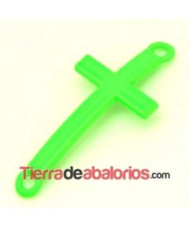 Conector Cruz Curvada 37x17mm, Verde Flúor Conector Cruz Curvada 37x17mm, Verde Flúor