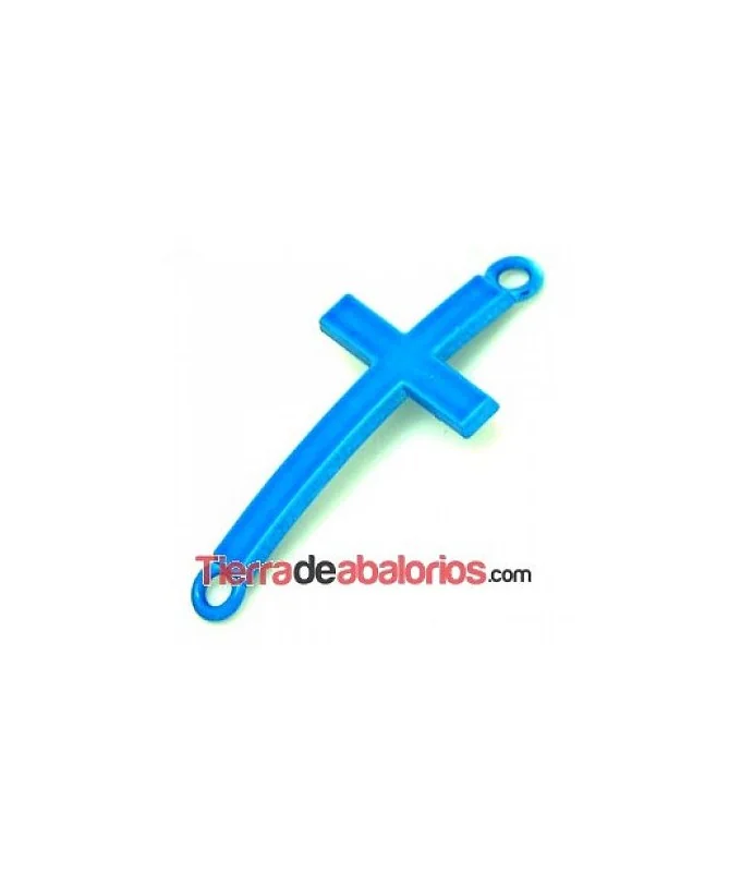 Conector Cruz Curvada 37x17mm, Azul Luminoso