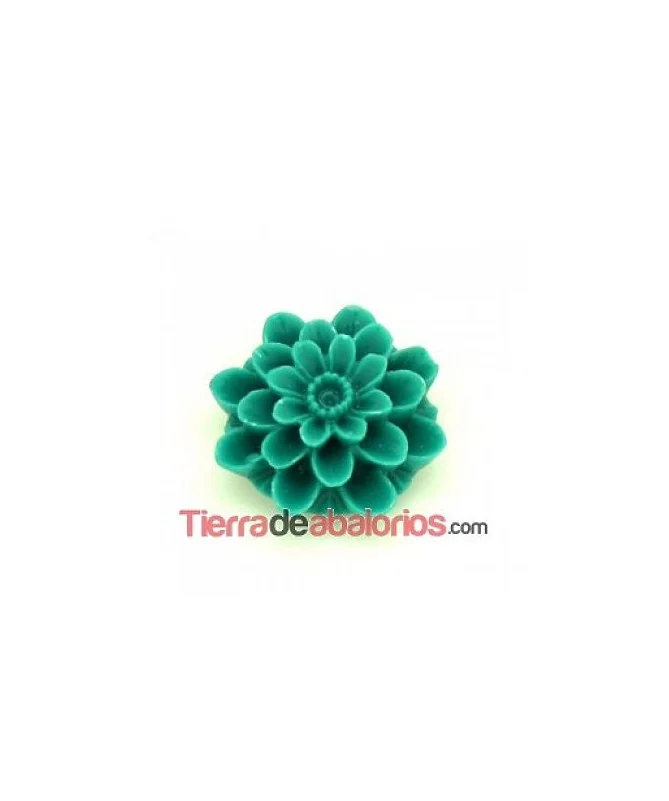 Flor Resina 20mm Agujero 1,5mm, Turquesa